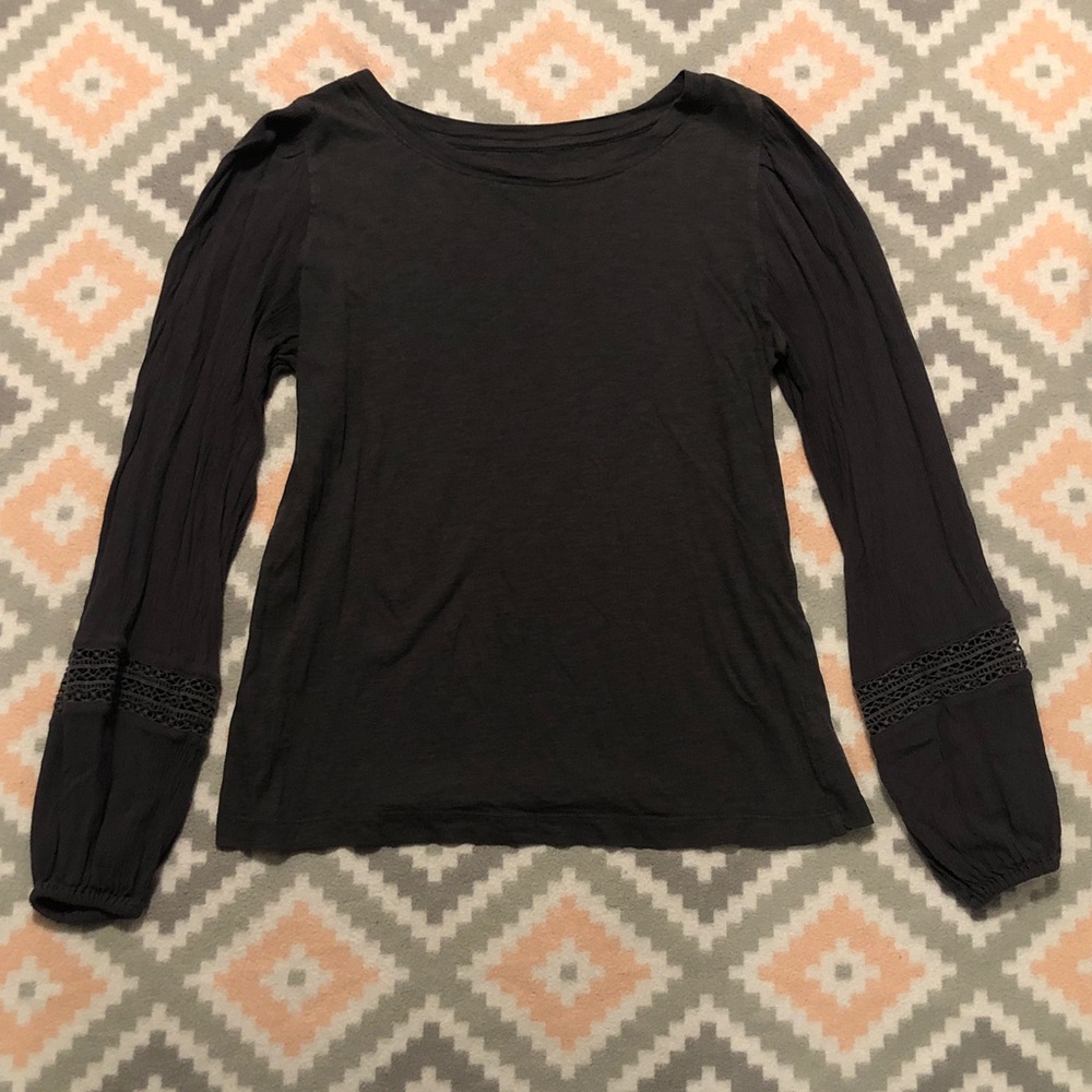 LOFT Womens Charcoal Gray Long Sleeve Top Size Medium